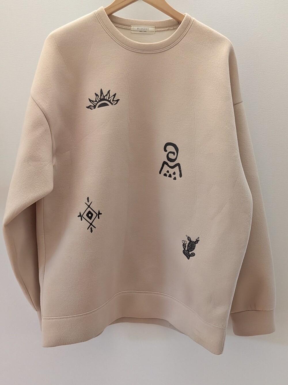 Vintage Y2K Mirage Neoprene Crewneck Sweater Southwestern Cactus Sun Tan XL
